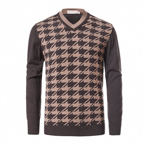 V-neck houndstooth sweater