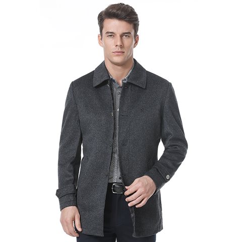  MONTAGUT BRITISH STYLE MEN'S LONG WOOL COAT (NAVY BLUE)