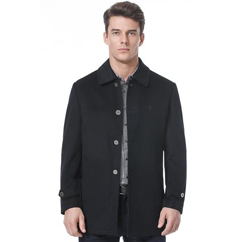  MONTAGUT BRITISH STYLE MEN'S LONG WOOL COAT (NAVY BLUE)