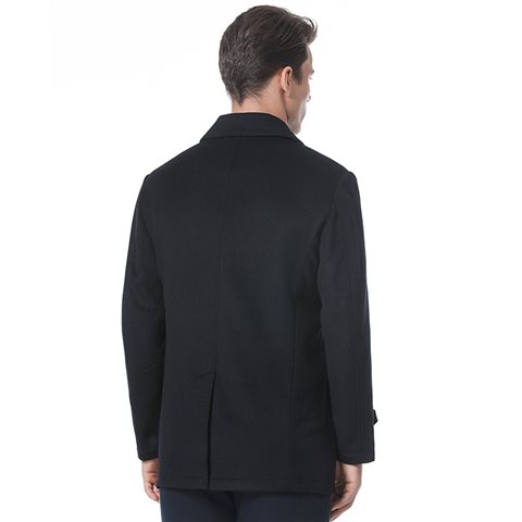  MONTAGUT BRITISH STYLE MEN'S LONG WOOL COAT (NAVY BLUE)