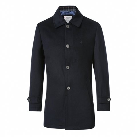  MONTAGUT BRITISH STYLE MEN'S LONG WOOL COAT (NAVY BLUE)