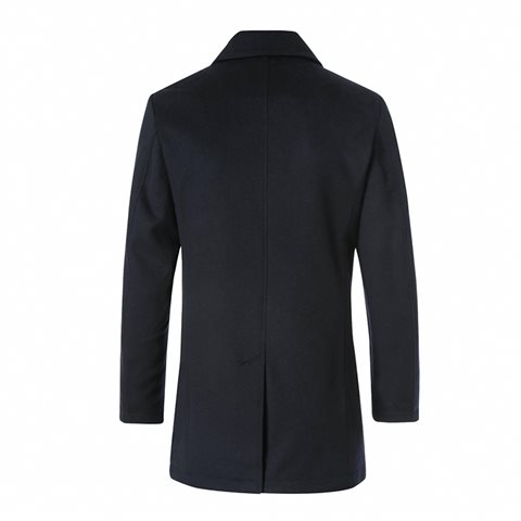  MONTAGUT BRITISH STYLE MEN'S LONG WOOL COAT (NAVY BLUE)